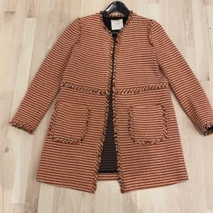 Pinko Orange and Black Tweed Coat